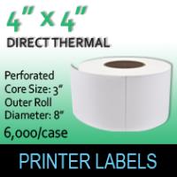 Direct Thermal Labels 4" x 4" Perf